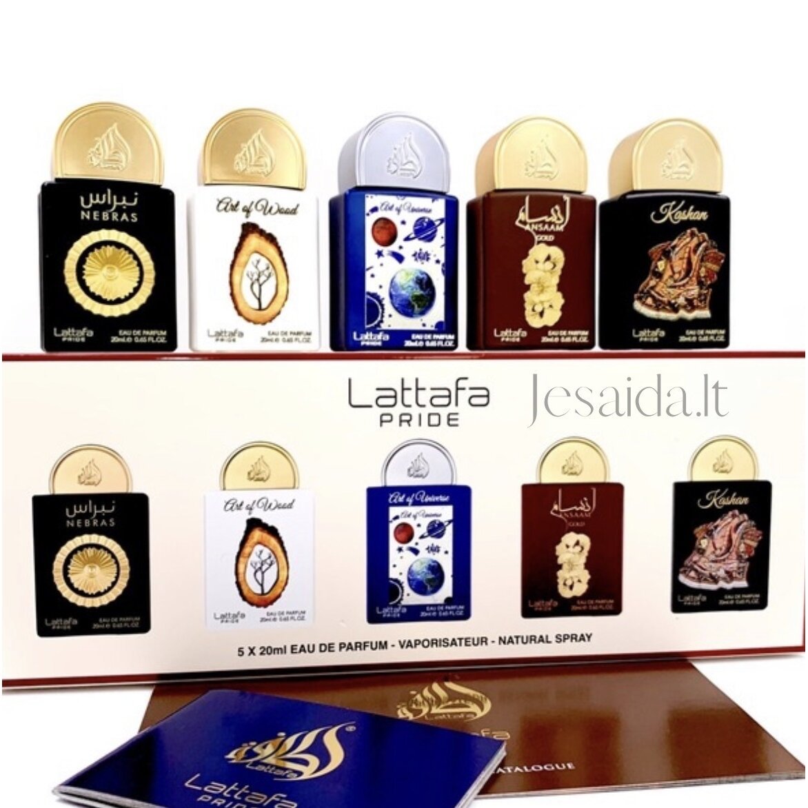 Lattafa Pride Collection No 3 Gift Set (Nebras + Art Of Wood + Art Of Universe + Ansaam Gold + Kashan) 5 x 20 ml Eau De Parfum